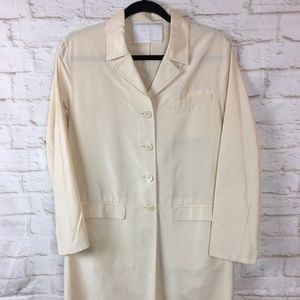 Prada Cream Beige Silk Trench Coat IT 40 Small 2-4